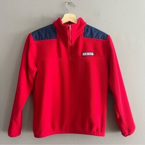 Vineyard Vines Boys Fleece Shep Shirt Pullover 1/4 Zip Red Blue Sz L (16/18)